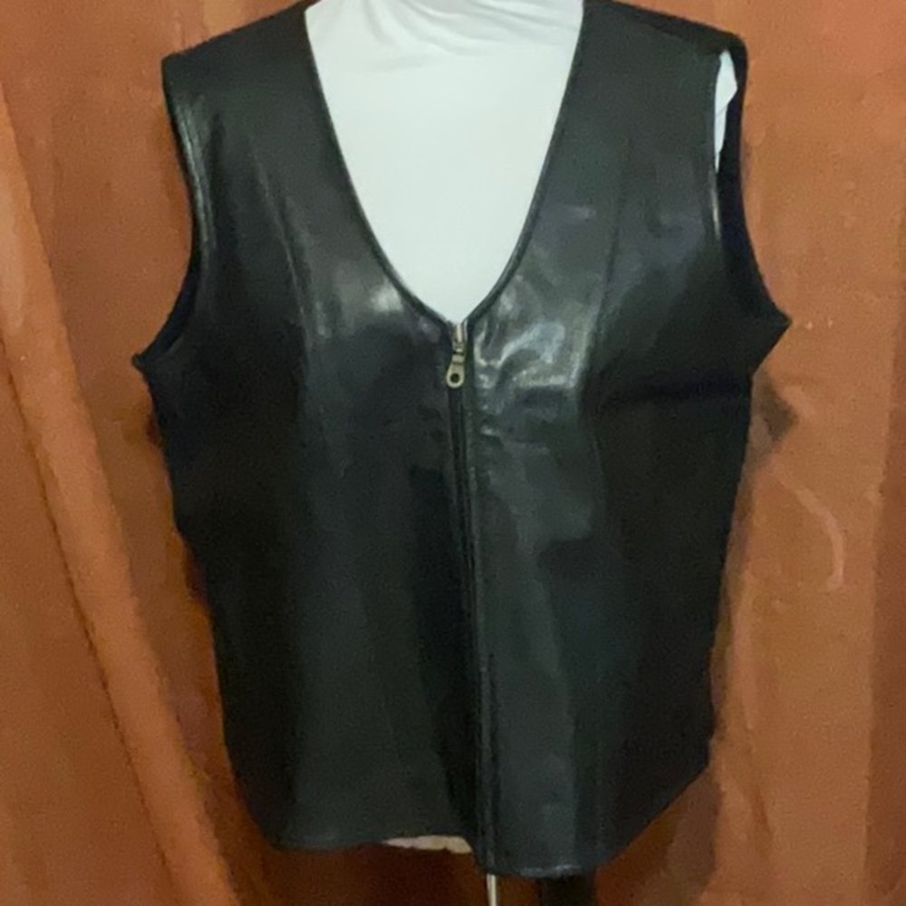 Leather zip vest
